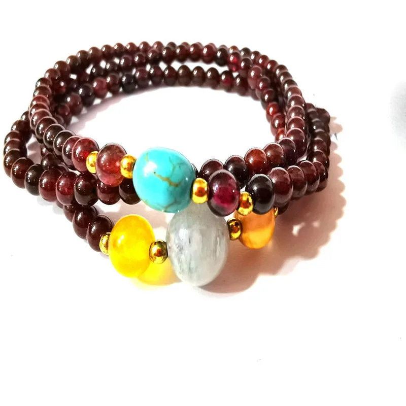 , , triple wrap around wrist garnet bracelet
