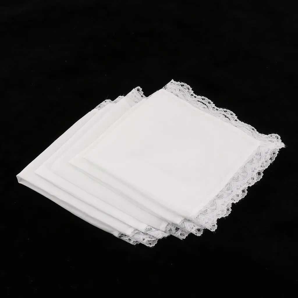 Ladies Embroidery White Lace Wedding Decor Hankies 23x25cm