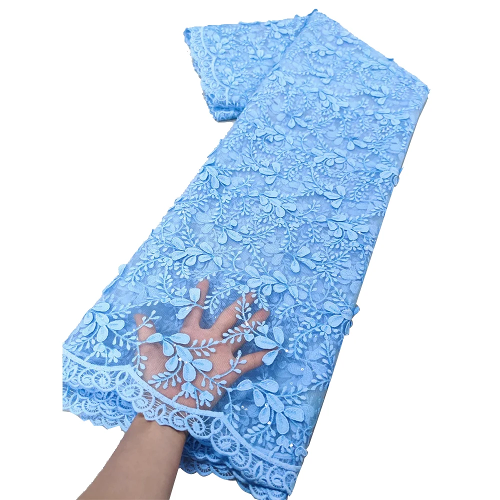 

African Water Soluble Lace Fabric 2024 High Quality French Sequins Guipure Cord Lace Fabric For Women Wedding Dresses