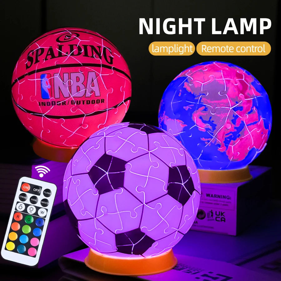 

60 шт. 3D собранные игрушки, 13 типов цветов, пульт дистанционного управления, модель земли, модель баскетбола, футбольная модель, подарки для украшения дома