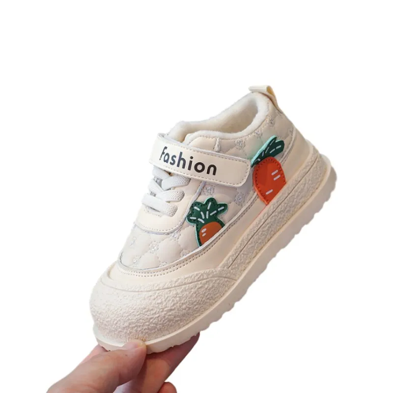 

Детская плюшевая спортивная обувь, белые повседневные туфли для мальчиков, детская прогулочная обувь для девочек, зимняя хлопковая обувь для бега, размер 21-30