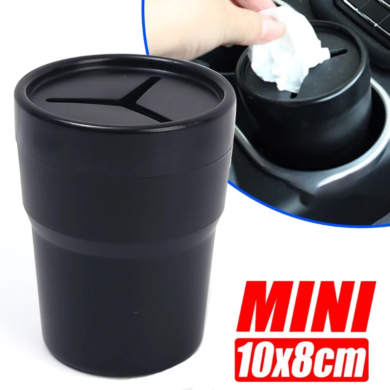 Multifunctional Car Mini Trash Can Cup Holder Sundry Organizer Car Trash Can Container Auto Fixer Lid Fixture Interior Parts