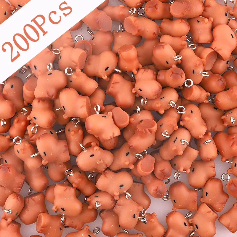 Bulk Wholesale 200pcs Mini Brown Capybara Resin Charms Lovely 3d Crafts Desk Decor DIY Earring Keychain Small Pendant Accessory