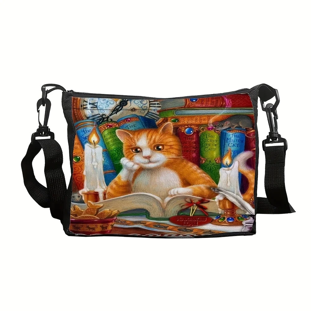 Kitten Series Crossbody Bag, Large Capacity Shoulder Bag With Adjustable Shoulder Strap, Outdoor Commuting Crossbody Bag