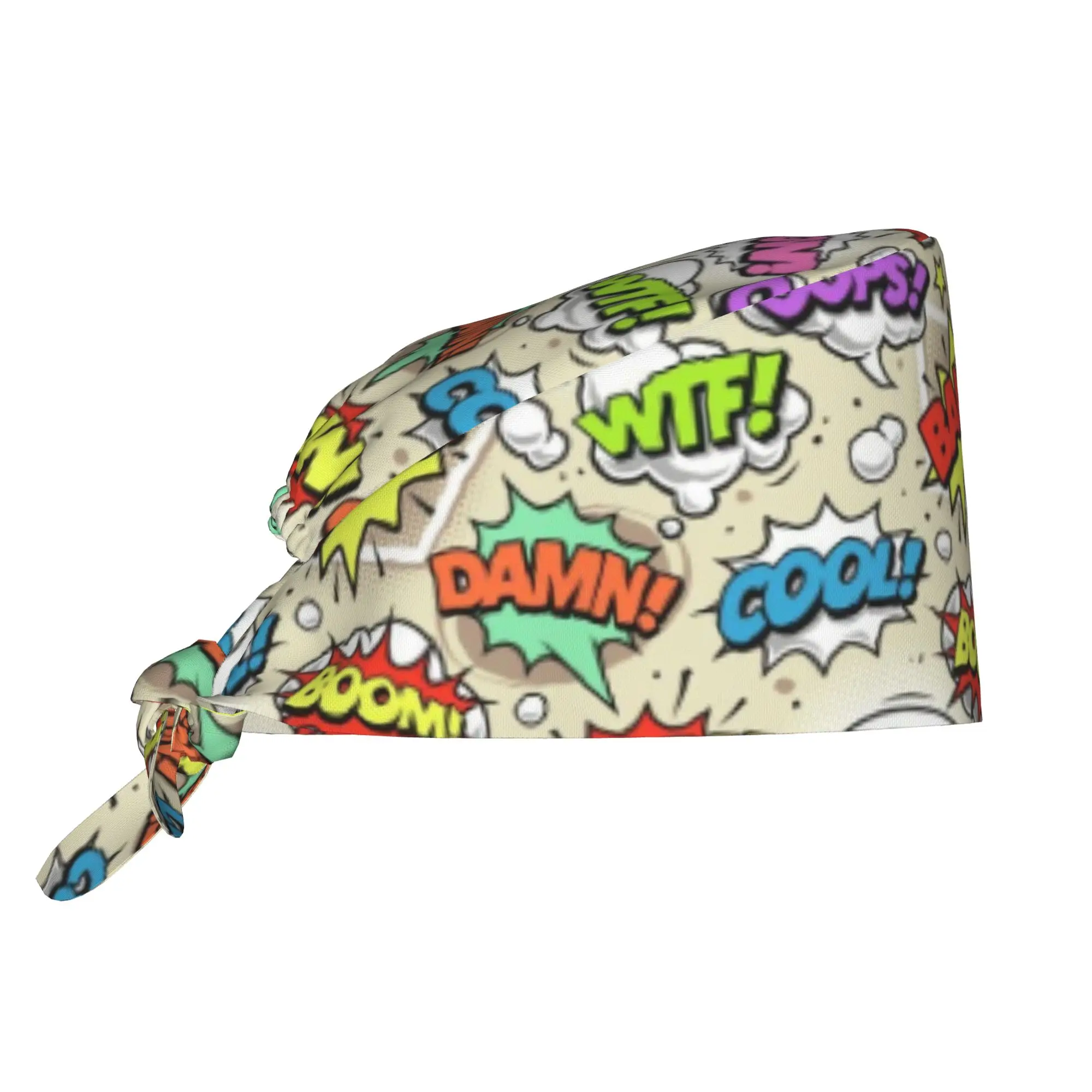 Custom Vintage Comic Book Scrubs Cap Surgical Hats Women Men  Operating Room Cap Nursing Cap Lab Works Hat