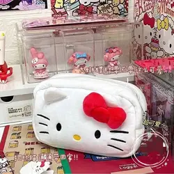 Cartoon Sanrio Hello Kitty Plush Pencil Case Cartoon Cute High-capacity Charm Student Stationery Bag Girl&Child Holiday Gifts