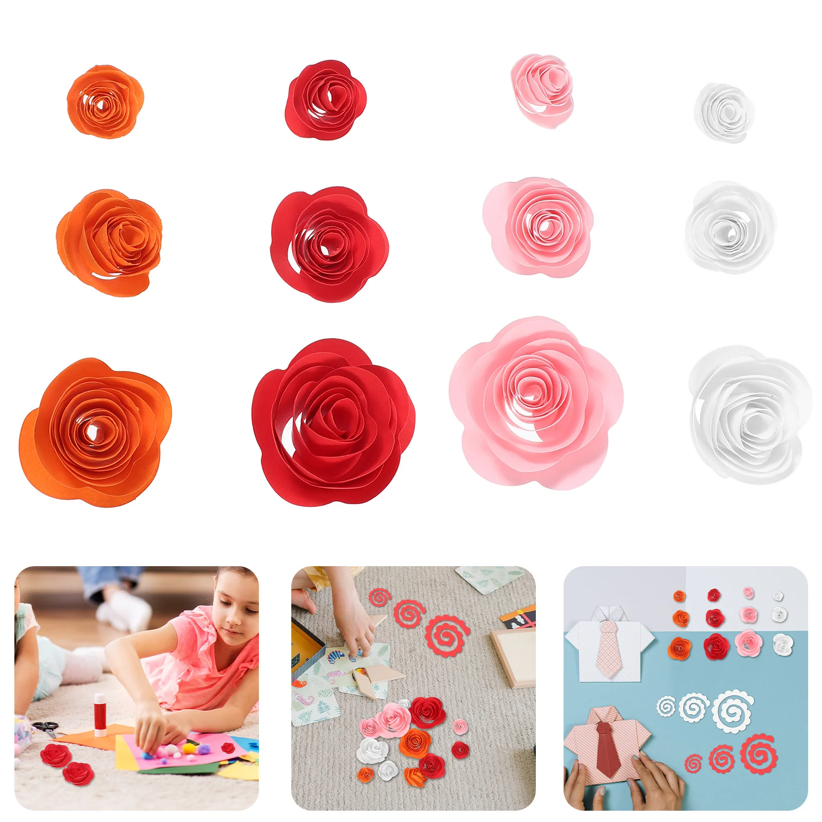 

120Pcs Origami Paper Strips Fancy Colorful Folding Papers for DIY Crafts Scrapbooking Kids Handcraft Rose Paper Flowers