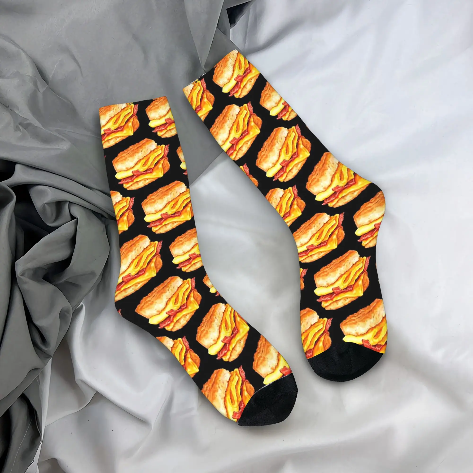 

Носки на все сезоны с узором в виде желтого хлеба и вкусной еды, длинные носки в стиле Харадзюку, хип-хоп, аксессуары для мужчин и женщин, подарки