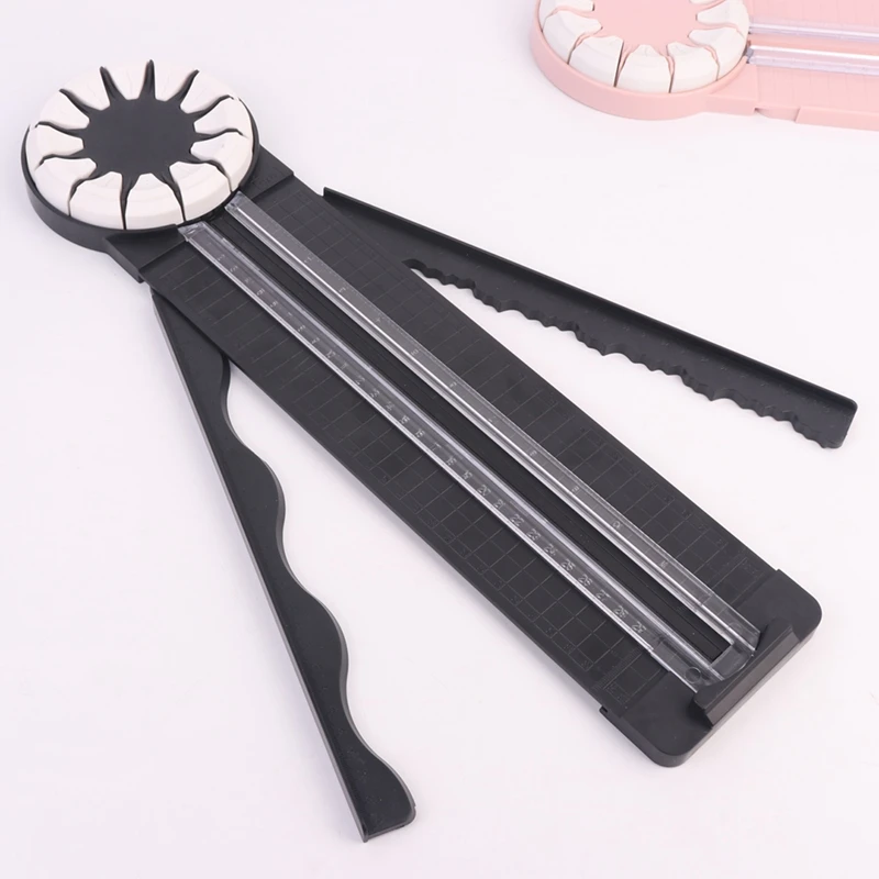 1 Piece 12-In-1 Rotary Paper Trimmer, Black Plastic 12 Style Multifunctional Rolling Paper Cutter With 360°Rotating Blade Head