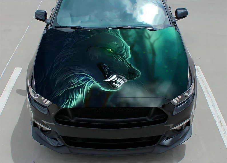 Car Hood Decal, Wrap Decal, Wolf, Angry, Vinyl, Sticker, Graphic, Truck Decal, Truck Graphic, Bonnet Decals, Skull, F150,custom