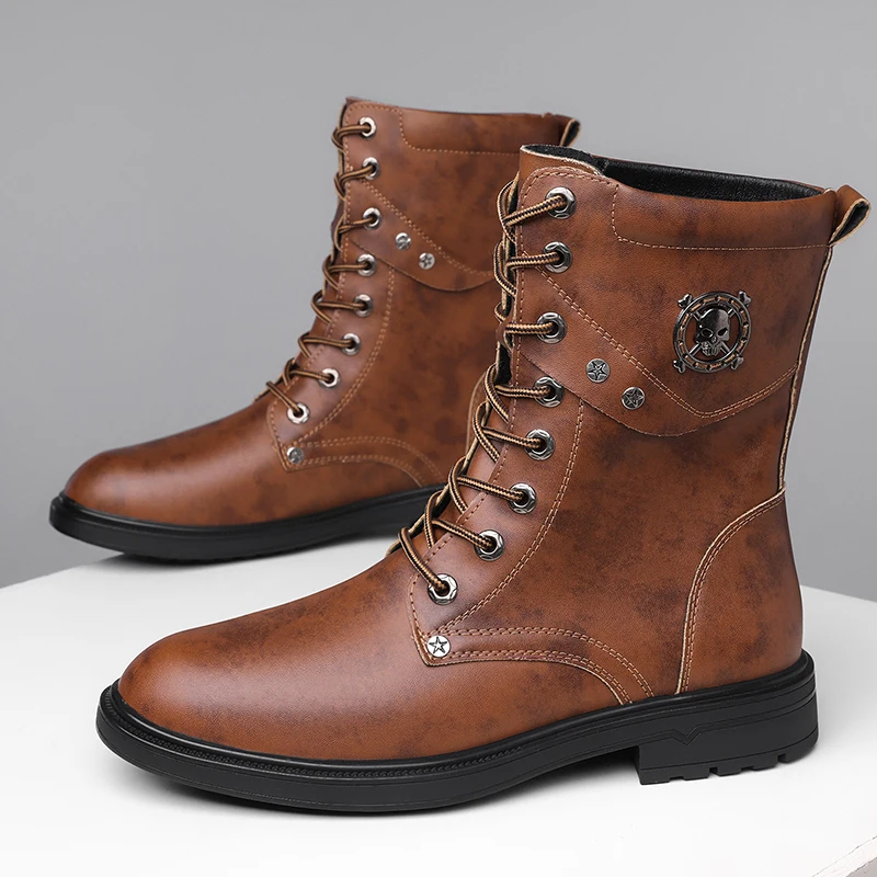 Men Fashion Boots New Arrival Britsh Vintage Leather Boots Shoes Men Boots Autumn Winter Design Men's Ankle Boots Plus Size