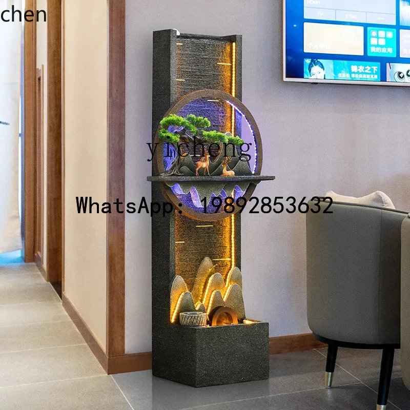 

YFY living room water curtain wall entrance circulating indoor rockery flowing water fountain floor ornament