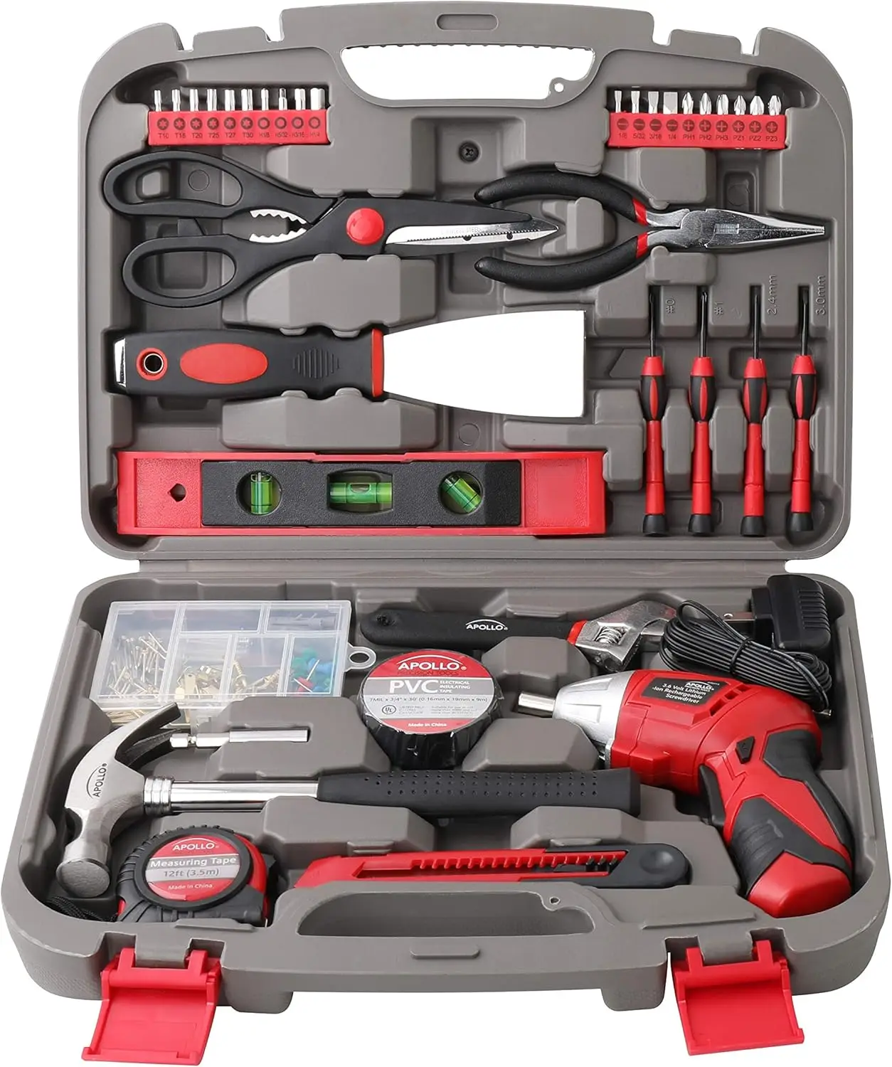 

135-Piece Household Tool Set with Cordless Screwdriver, Heavy-Duty Case - Ideal for DIY and Home Repairs