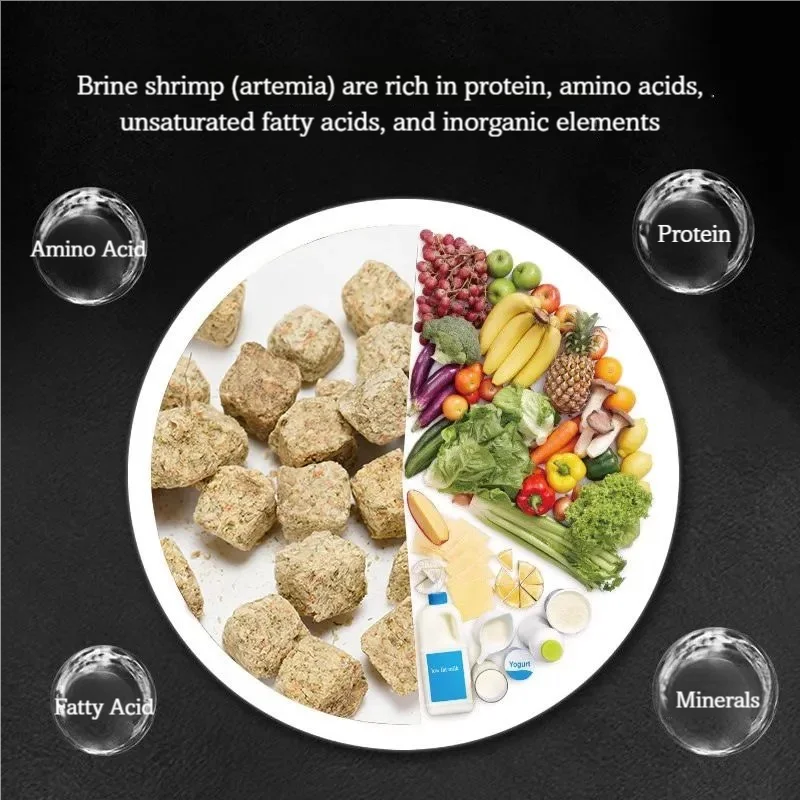 Freeze-Dried Brine Shrimp Cubes Fish Food High Protein Artemia Blocks For Tropical Fish, Arowana, Betta, Axolotl, Tortoise