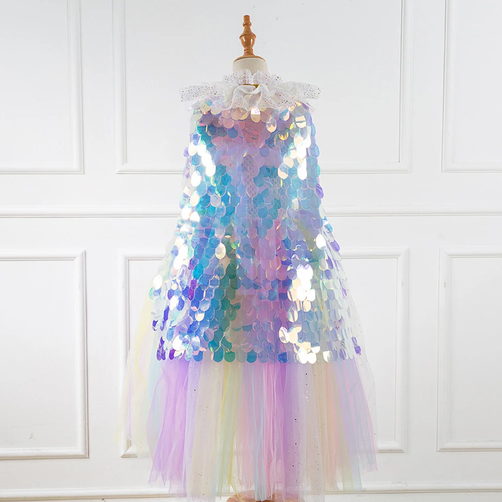 

Girls Christmas Outfit Pearl Princess Cloak Cosplay for Kids Cape Fancy Lace up Child