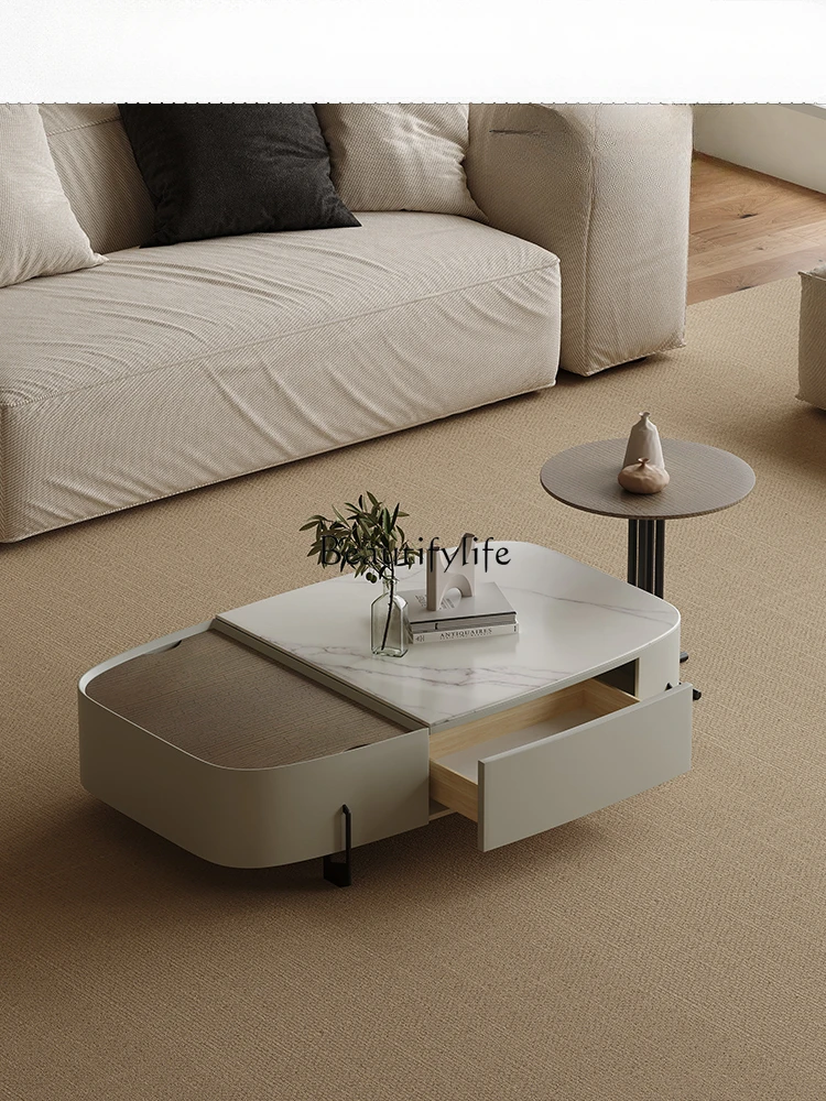 Light Luxury Lifting Coffee Table Microlite Living Room Designer Creative New Oval Coffee Table