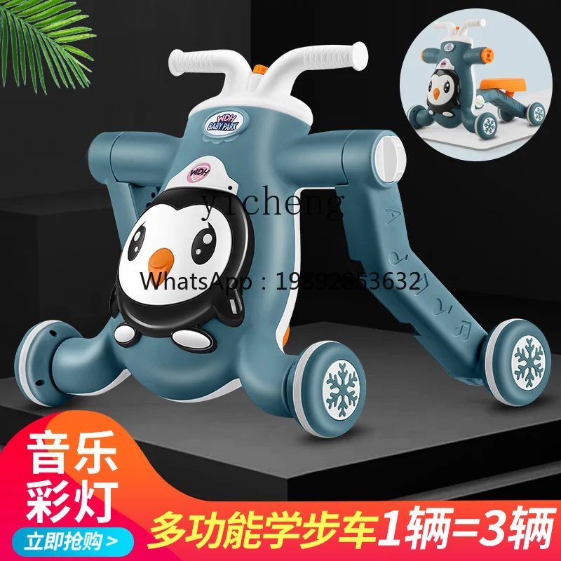 Zz carrinho de bebê três em um multifuncional walker anti-capotamento 1-3 anos de idade crianças luge balanço carro