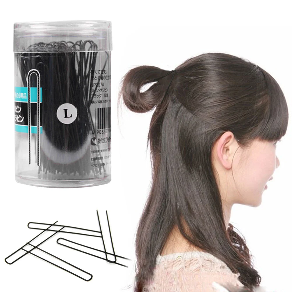 100 pinzas para el cabello de acero inoxidable en forma de U para cabello corrugado para mujeres para peinados recogidos de bollos (negro)