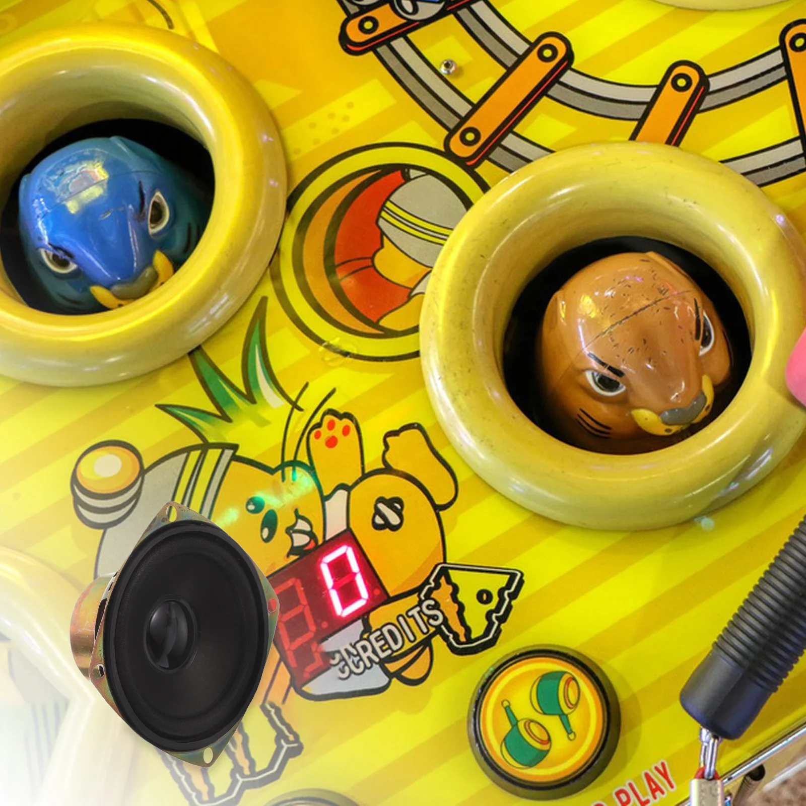 

2 Pcs Crane Machine Speaker Pit Game with Bell Original Jam Retro Console Front