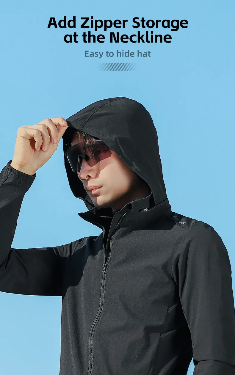 WEST BIKING Herren-Fahrradjacke, leichte, winddichte Fahrradjacke, atmungsaktive Frühlings- und Herbstjacke, Windbreaker mit Kapuze, Sportbekleidung. – Detail 16