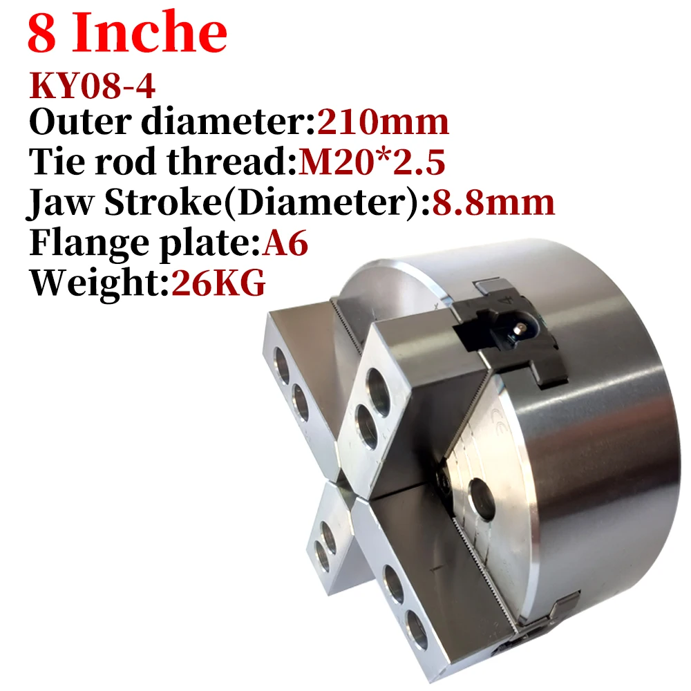 8 Inch 210mm Solid Hydraulic Power  4 Jaw  Oil Pressure Chuck For Mechanical CNC Lathes With A6 Flange High Precision Chuck