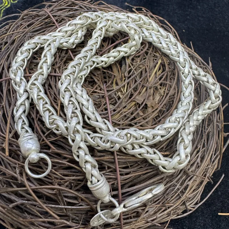 Vintage Bamboo Joint Twist Necklace, Woven Clavicle Chain, Versatile Fashion Unisex Jewelry
