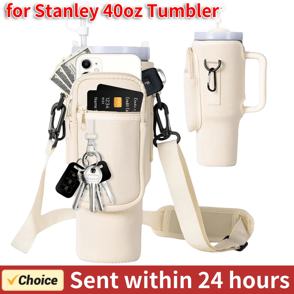 Sac Electrolux pour bouteille d'eau en néoprène, 40oz, manchon de tasse Stanley Quencher, sangle initiée réglable, porte-bouteille en poudre