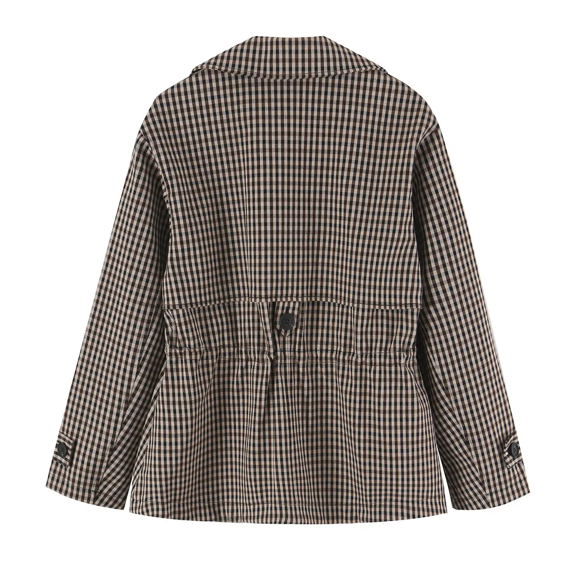 KONDALA Vintage Casual Chic Damen Trenchcoat, kariert, mit Einzelknopf, Umlegekragen, modischer Mantel, Herbst-Winter-Mantel 2026 – Detail 3