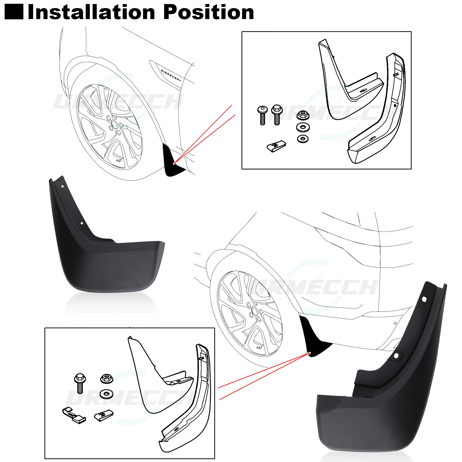 

Для Land Rover Discovery 5 LR5 L462 2017-2021 брызговики с буксировочным ремнем, брызговики, подкладка на крыло, брызговики, автоматическая защита