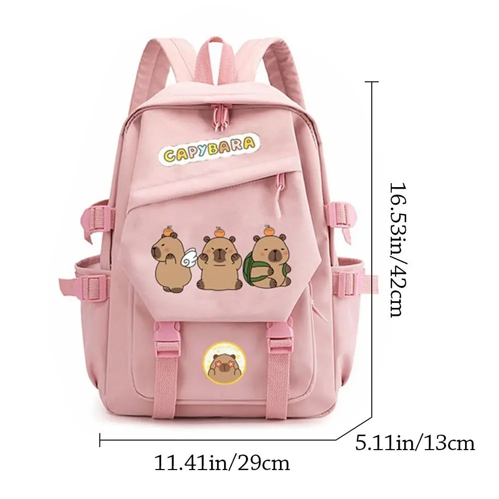 Durable Large Capacity Capybara Backpack Nylon Stain-resistant School Backpack Multi-layer Multipurpose Book Bags