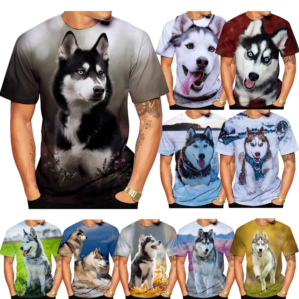 New In 3D Printed Men Women T-shirt Tops Cute Animal Siberian Husky Graphic Funny Tshirts Mens Summer O-neck T-shirt Streetwear