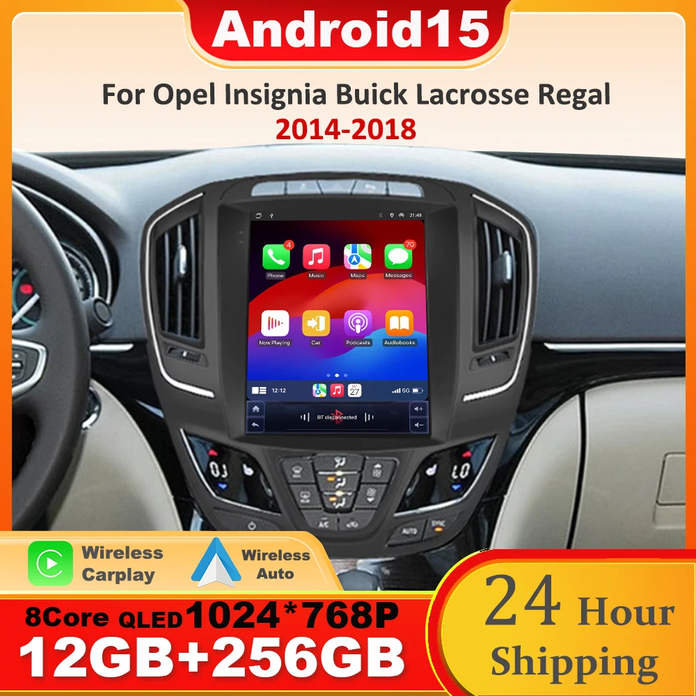 راديو سيارة 9.7 بوصة أندرويد 15 لأوبل إنسيجنيا بويك لاكروس ريجال 2014-2018 مشغل فيديو الوسائط المتعددة الملاحة نظام تحديد المواقع السيارات Carplay