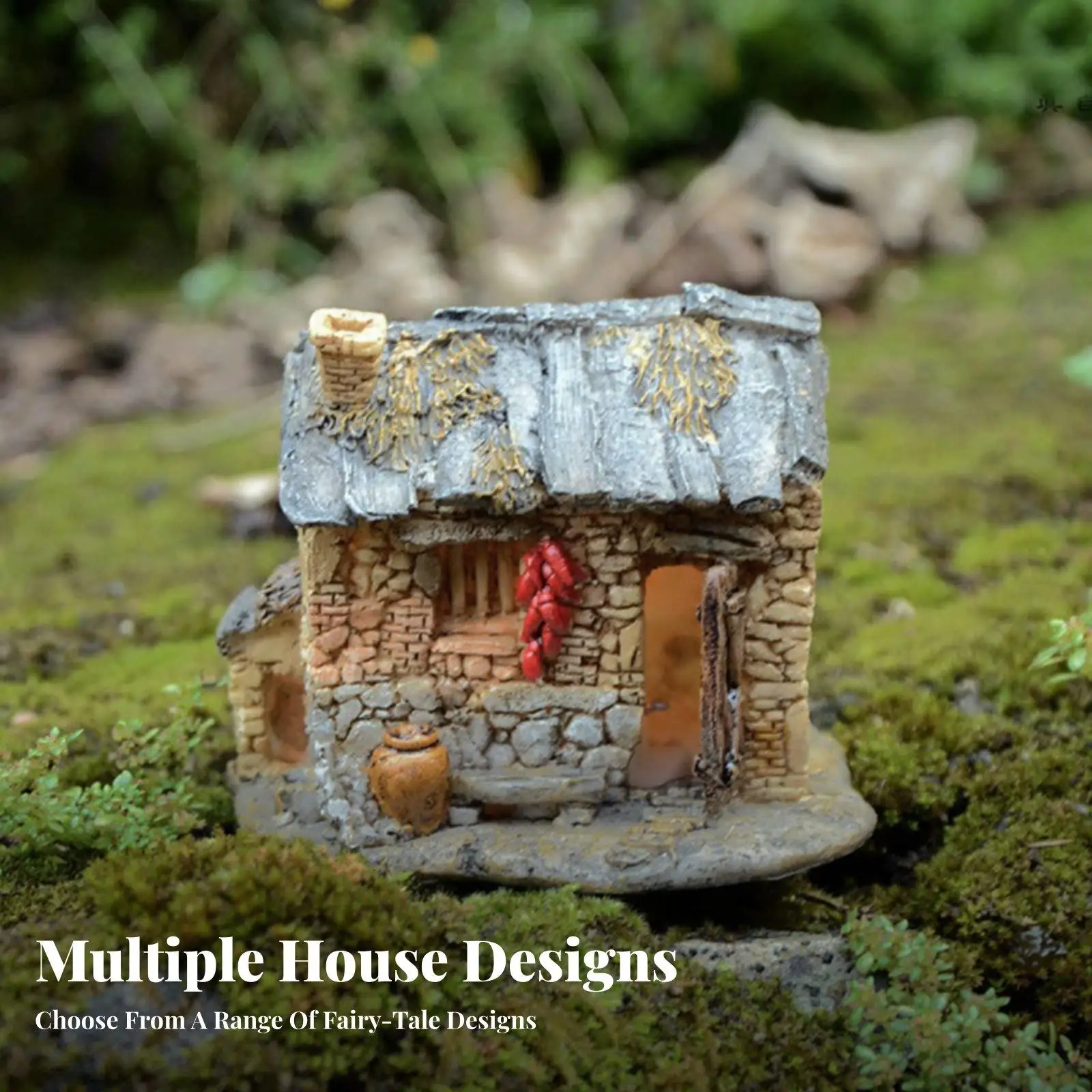 Charming Resin House Figurine for Garden Decor Miniature Fairy Cottage Ornament Weather Resistant Home Decorative Figures