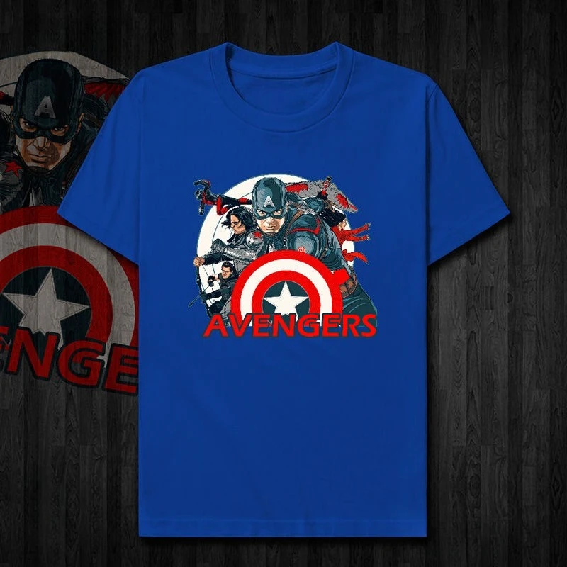 تي شيرت مطبوع بنمط كابتن أمريكا عالي الجودة معتمد من Marvel بأكمام قصيرة للرجال والنساء