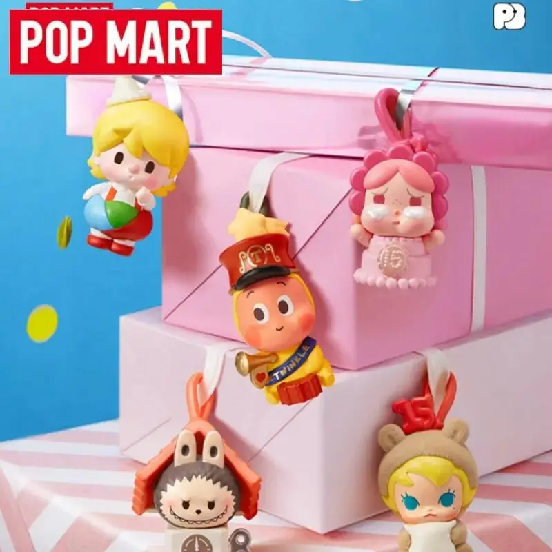 POP MART POP BEAN Merayakan Momen Ini Seri Ulang Tahun ke-15 POPMART Mainan Blind Box Boneka Figur Aksi Anime Lucu Tas Kejutan