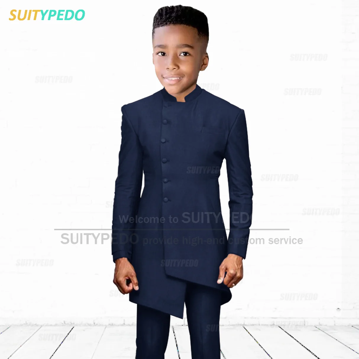 2023 New Long Blazer Suit Sets For Kids Evening Dinner Formal Outfits Teenager Birthday Party Fashion Tuxedo Pants Two Pieces