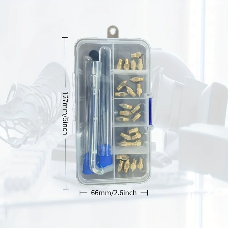 25 Pcs Creality MK8 Ender 3 Brass Hotend Nozzles, with common tools and storage box, for Ender 3 /CR 10 series printer nozzles view 6