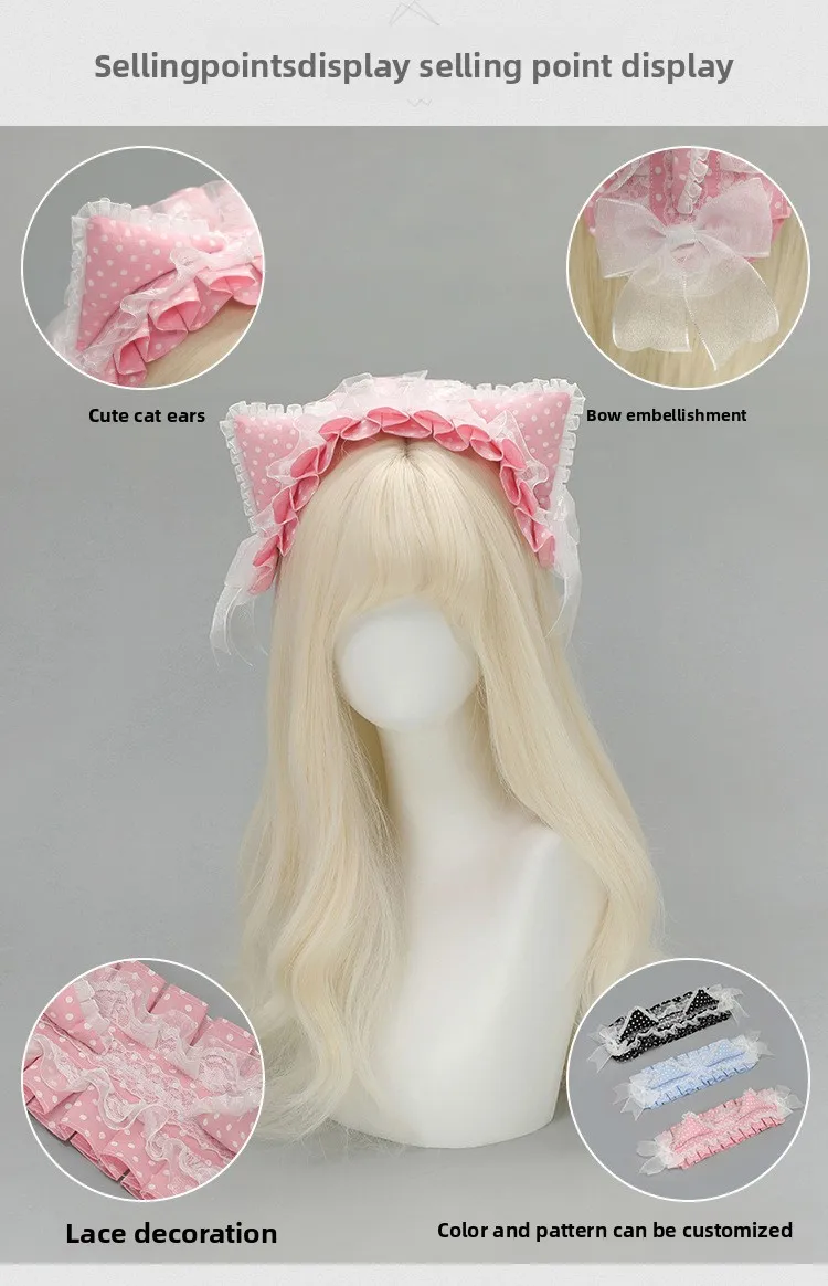 Polka Dot Katze Ohr Stirnband Original Stil Retro Katze Dame Haar Zubehör Subkultur Dopamin Katze Ohr Kopfbedeckung