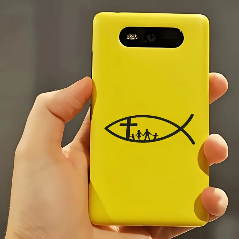 6Pcs Christian Fish Cross Family Silhouette Waterproof Stickers No Residue Decals For Car Rearview Mirror Water Bottle Laptop