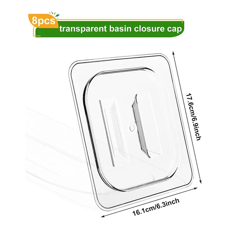 

AT69 -Polycarbonate Food Pan Lids(15 Pcs) With Handle 1/6 Size Clear Steam Pan Covers For Restaurant Hotel Commercial