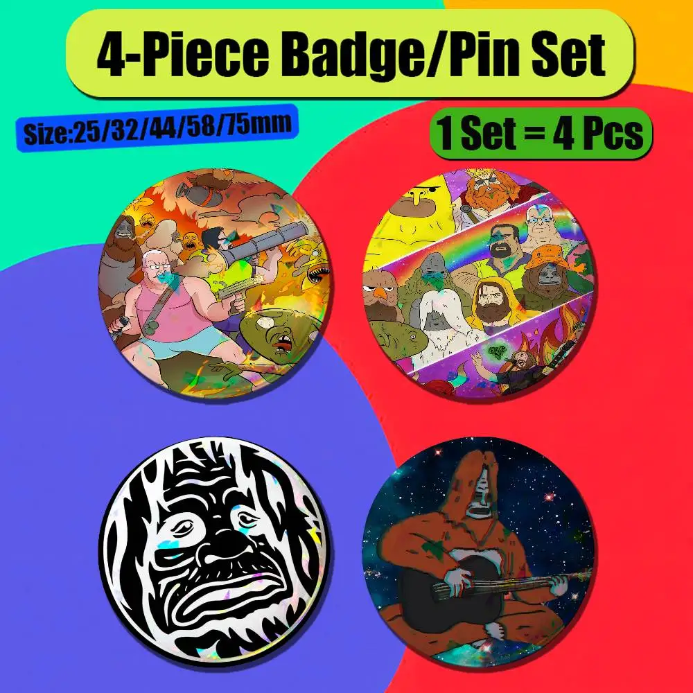 For The Big Lez Show Enamel Pin Badge Set 4PCS Round Metal Button Brooch Backpack Ita Bag Pins Custom