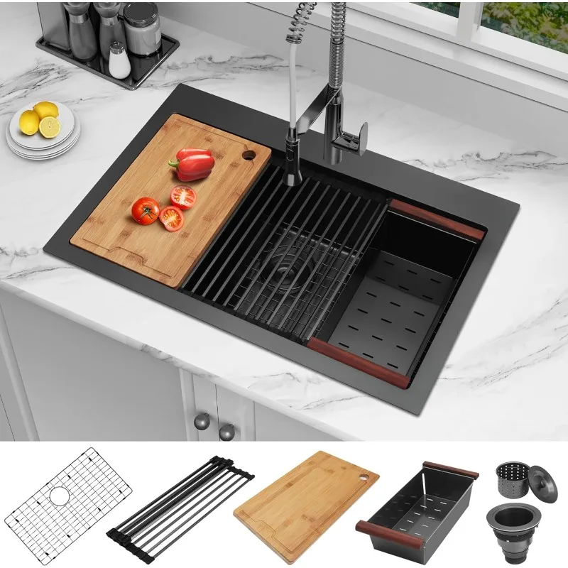 Hot Selling Stainless Steel Kitchen Sink Single Bowl Kitchen Sink Workstation Sink with Accessories  Practical and Space-saving