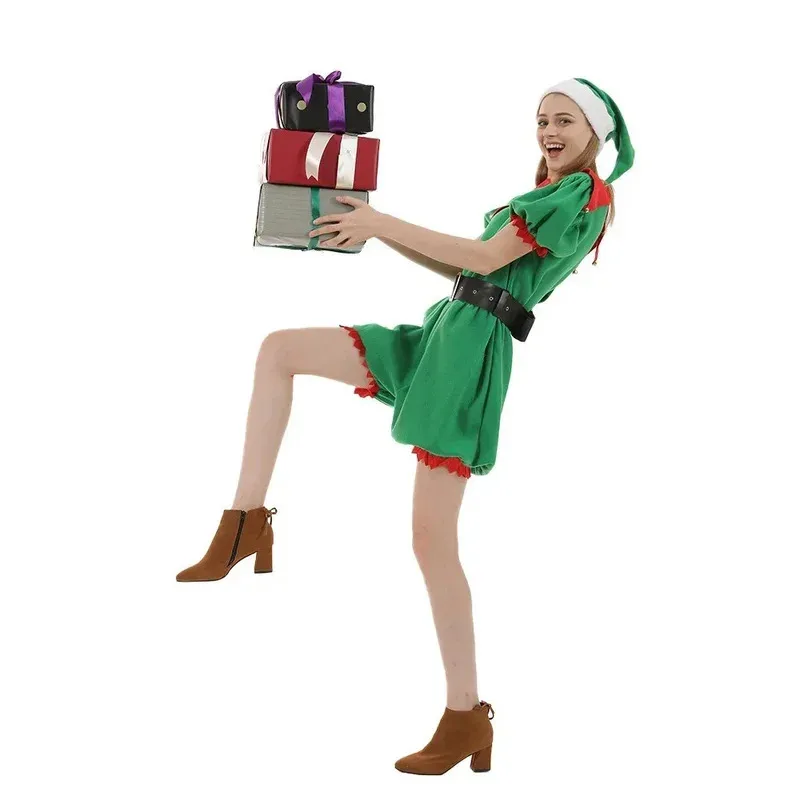 Sky02 قزم زي للنساء فستان الزي الكريسماس الكبار لطيف سانتا الجان عيد الميلاد كرنفال حفلة البدلة مع قبعة غطاء أحذية Bel88Li