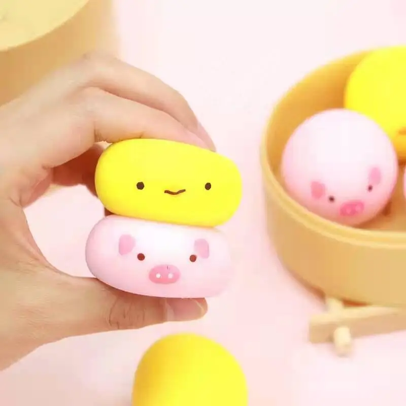 Simulated Animal Steamed Bun Decompression Squeeze Toy Soft Slow Rebound Fidget Toy for Family Interactive Play Gifts