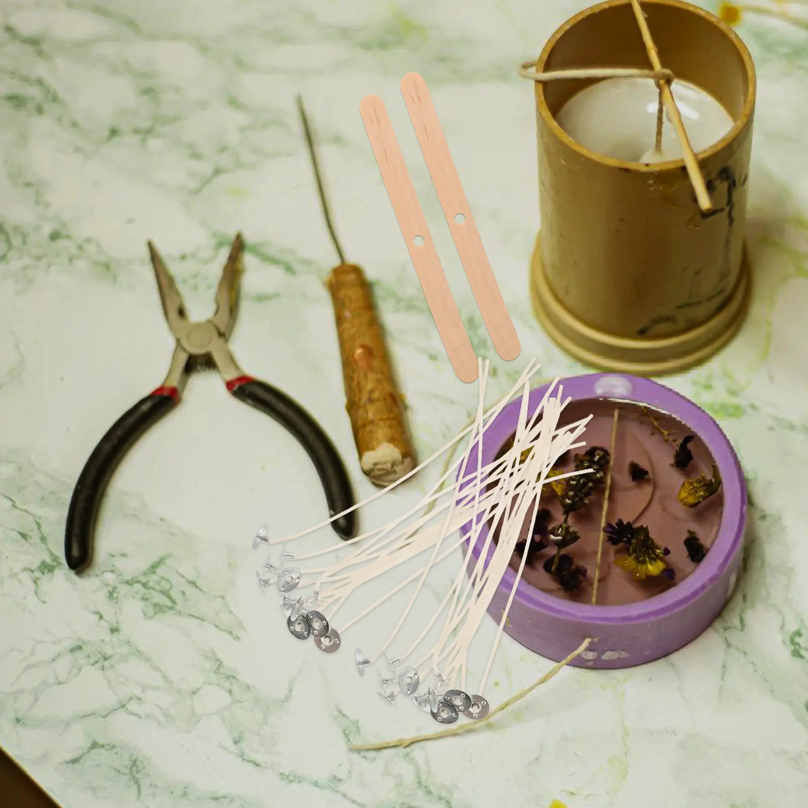 

1Set DIY Making Kit with Wooden Wick Holders Wax Melting Supplies for Adults Scented Crafting
