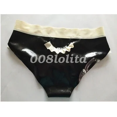 

hand customized 100% Latex Rubber Women Sexy Shorts Black and White Underwear XXS-XXL