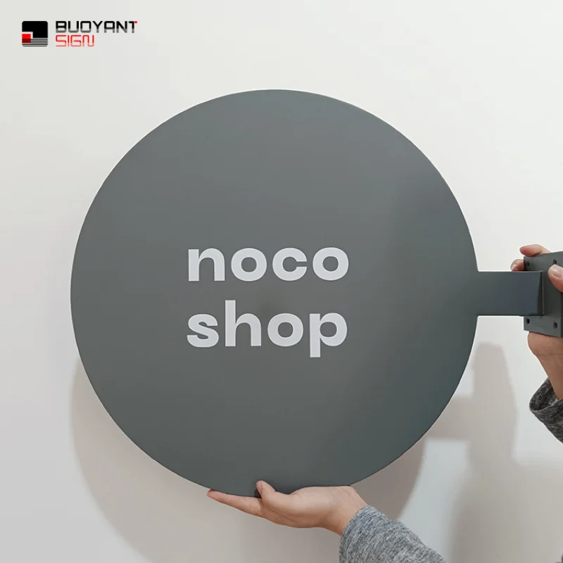 custom.Modern Metal Store Signs Custom Outdoor Shop Wall Hanging Advertising Business Sign Advertising Led Boards Round Blade Si