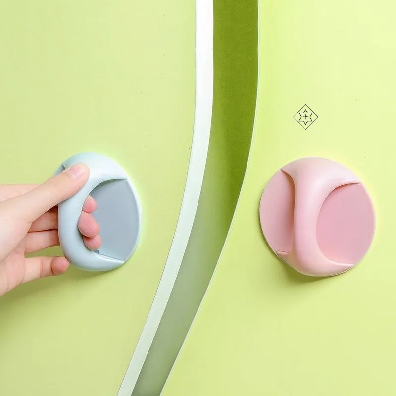 Self Adhesive Drawer Pull Handles No Punch Round Plastic Knobs Paste On Wardrobe Cupboard Sliding Door Auxiliary Grip