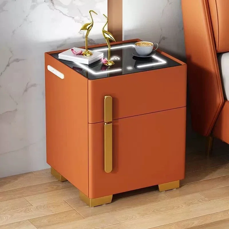 

ABCChina Modern White Smart Bedside Table With Safe Led Nightstand Bedroom Wooden Bedside Table