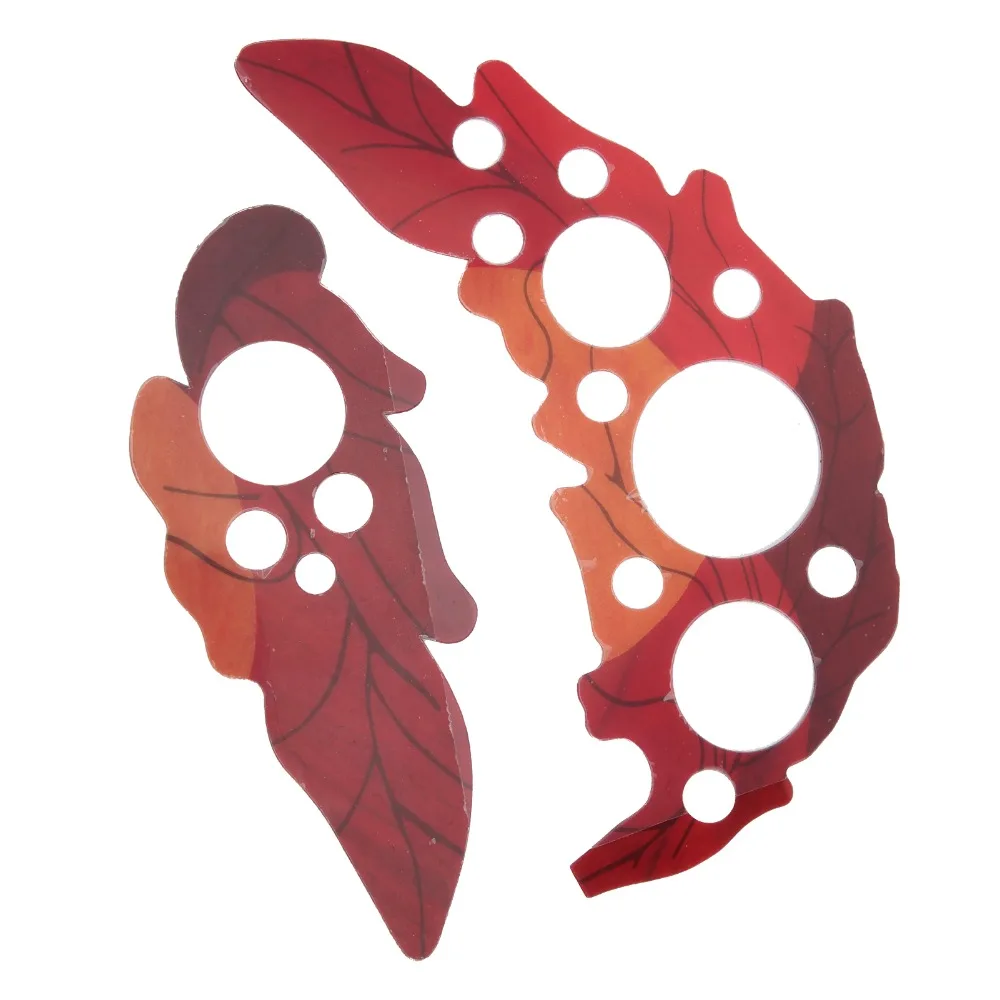 2PCS Self Stick Sound Hole Sticker PVC Material Red Acoustic Guitar Scratch Plate Grape Leaf Shape Protective Guitar Decal